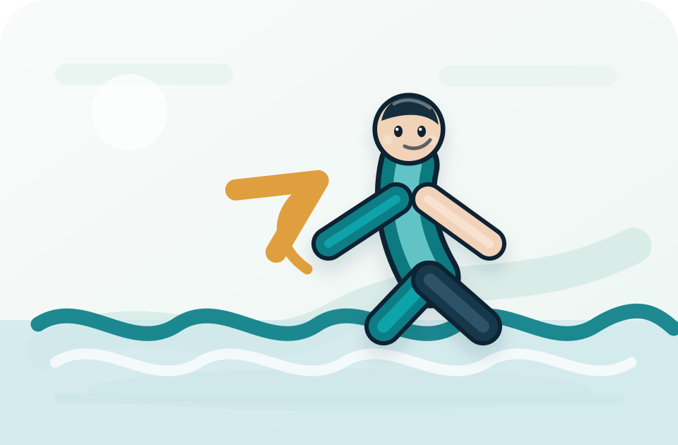 Aquatic walking or supported pool movement illustration